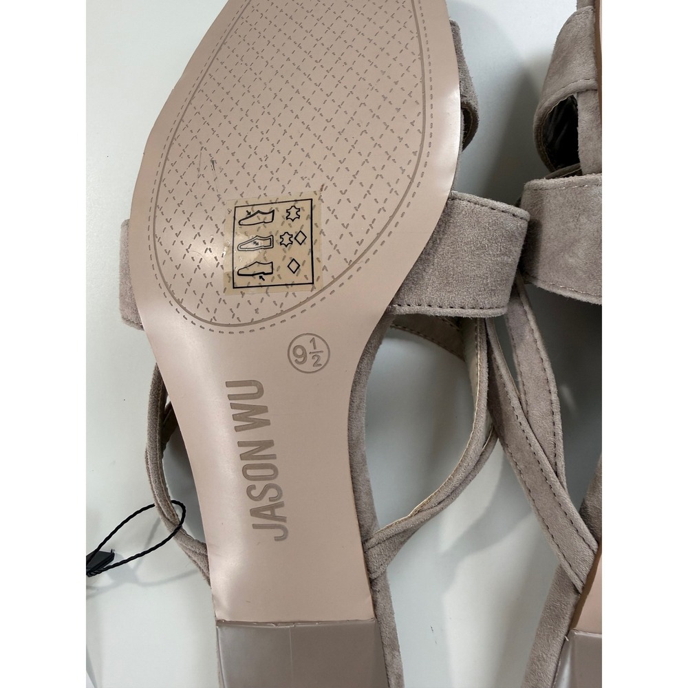 Jason Wu Womens Taupe Suede Leather Strappy Square Toe Kitten Heel Sandals 9.5 - Picture 9 of 10